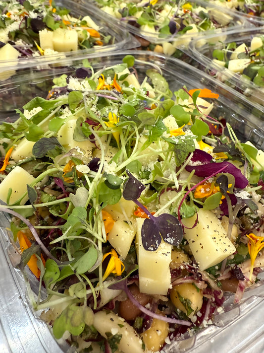 italian chopped kale salad with provolone and zesty vinaigrette