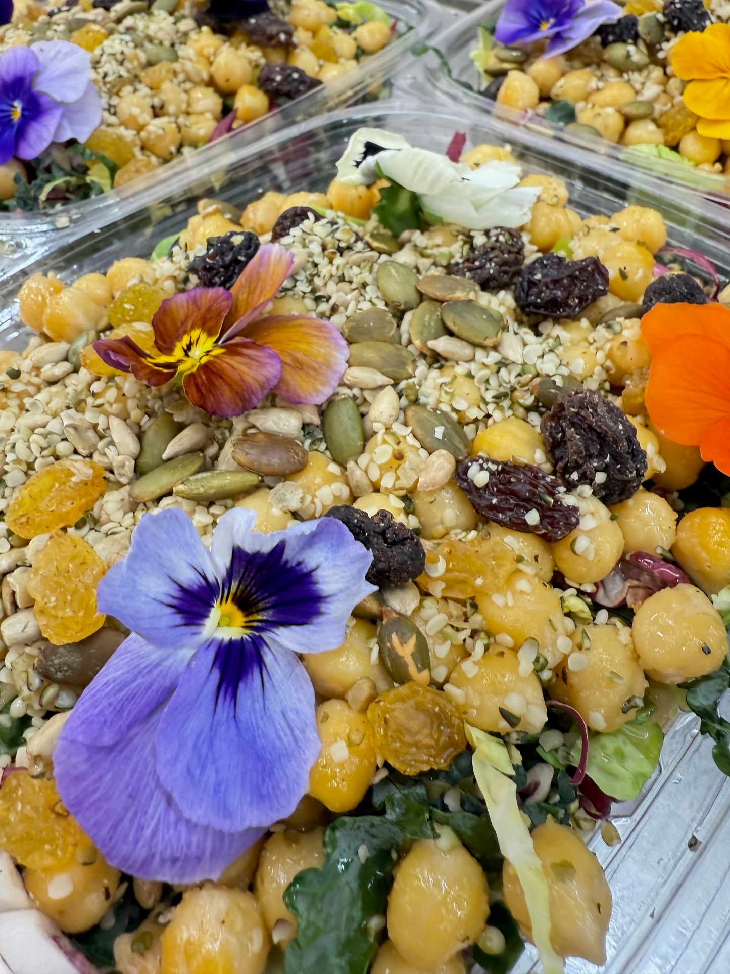 shredded vegan caesar with stewed chickpeas