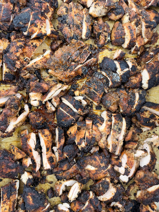 bulk charred chicken thighs