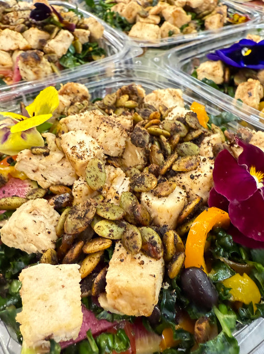 sedona salad with charred chicken and chipotle lime dressing