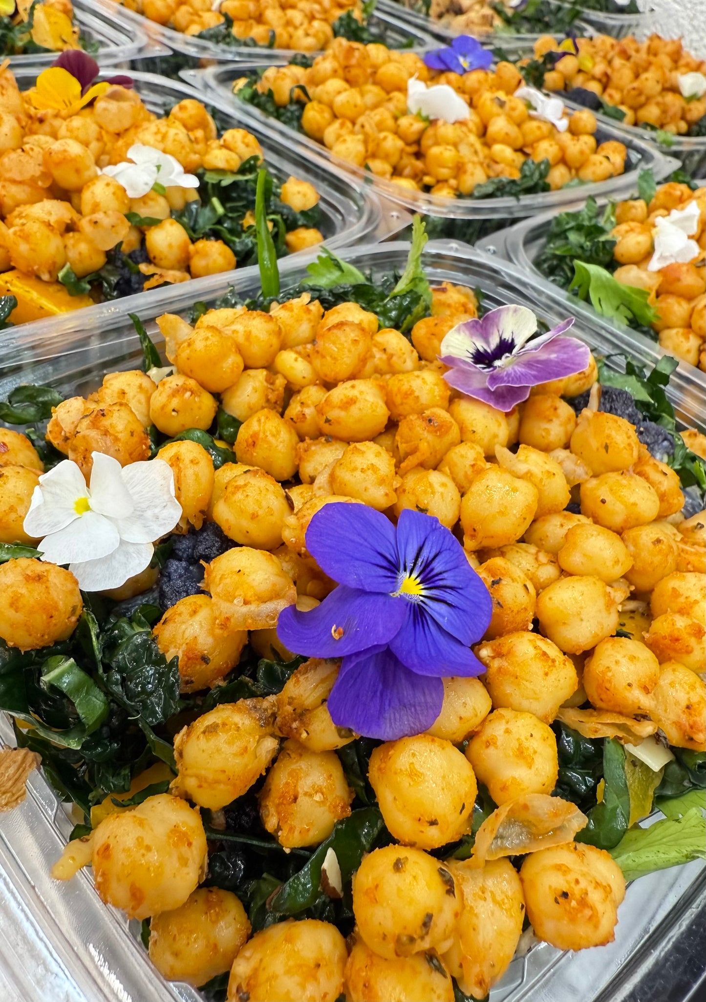 moroccan kale salad with stewed chickpeas and creamy harissa dressing