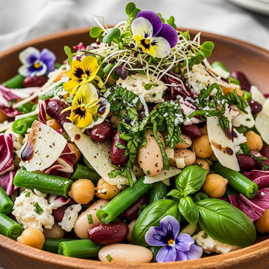 italian tricolore bean salad with provolone