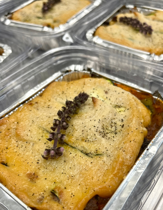 moussaka with grass fed beef