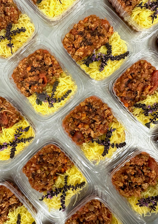 turkey bolognese with spaghetti squash and garlicky kale