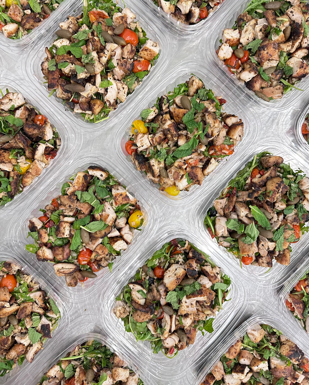 caponata wild rice bowl with oregano chicken