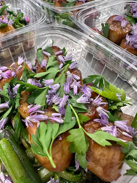 teriyaki tofu with veggie stir fry + cilantro scallion brown rice